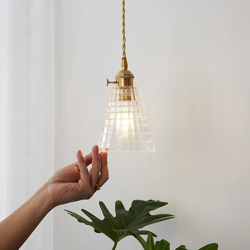 Clear Glass Pendant Light with Round Shade and E27 Fitting