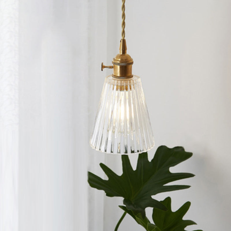 Clear Glass Pendant Light with Round Shade and E27 Fitting