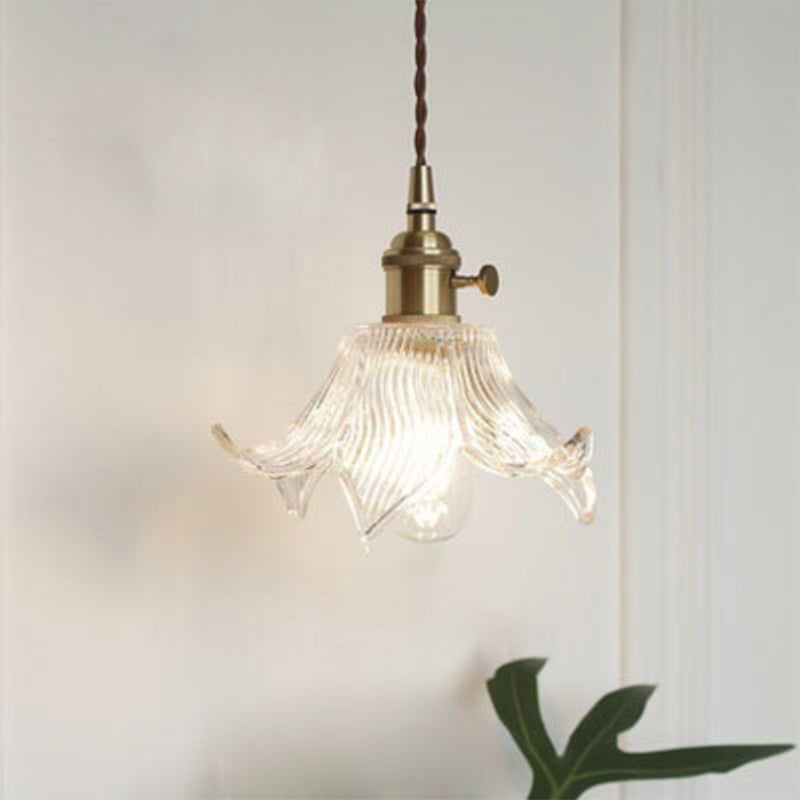 Clear Glass Pendant Light with Round Shade and E27 Fitting