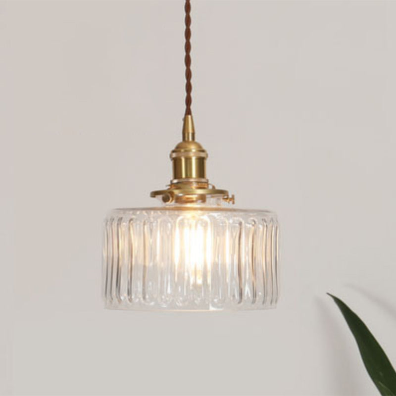 Clear Glass Pendant Light with Round Shade and E27 Fitting