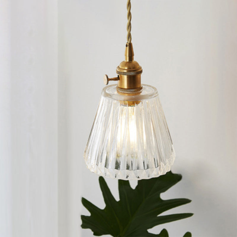Clear Glass Pendant Light with Round Shade and E27 Fitting