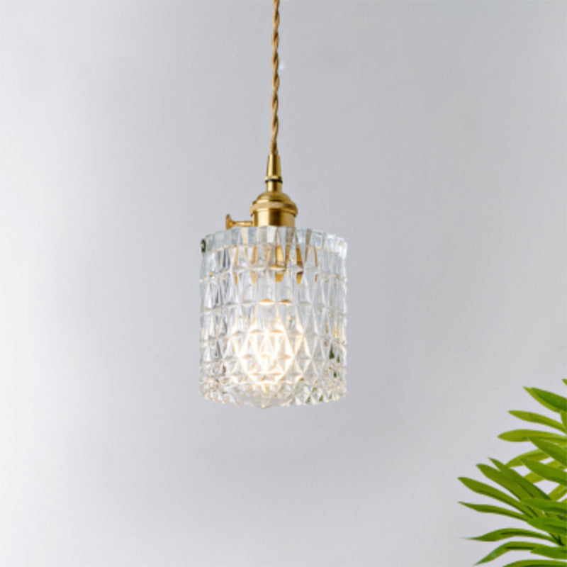 Clear Glass Pendant Light with Round Shade and E27 Fitting
