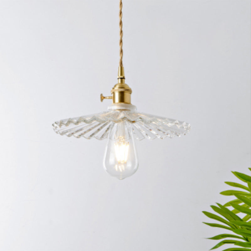 Clear Glass Pendant Light with Round Shade and E27 Fitting