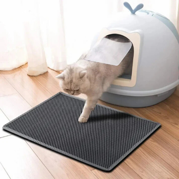 Double-Layer Cat Litter Mat with Non-Slip Base I for Containing Scattered Litter I Ideal for Autumn and Winter