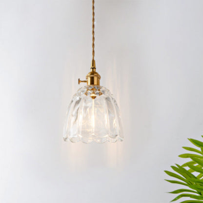 Clear Glass Pendant Light with Round Shade and E27 Fitting