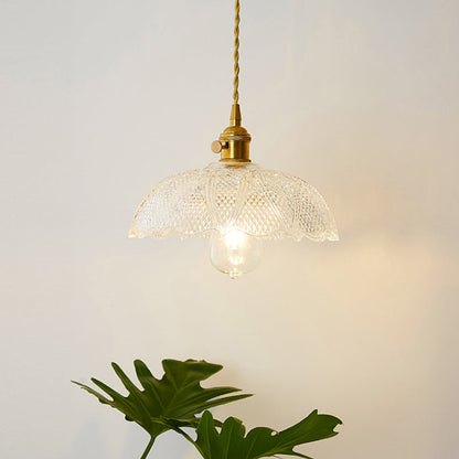 Clear Glass Pendant Light with Round Shade and E27 Fitting