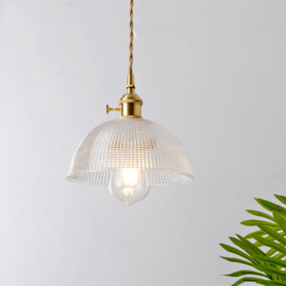 Clear Glass Pendant Light with Round Shade and E27 Fitting