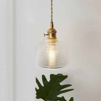 Clear Glass Pendant Light with Round Shade and E27 Fitting